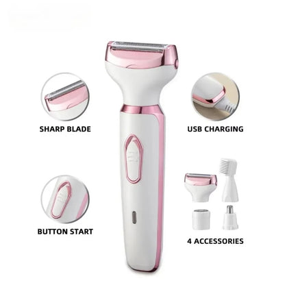 4 in 1 Women's Electric Epilator (facial and body) Waterproof